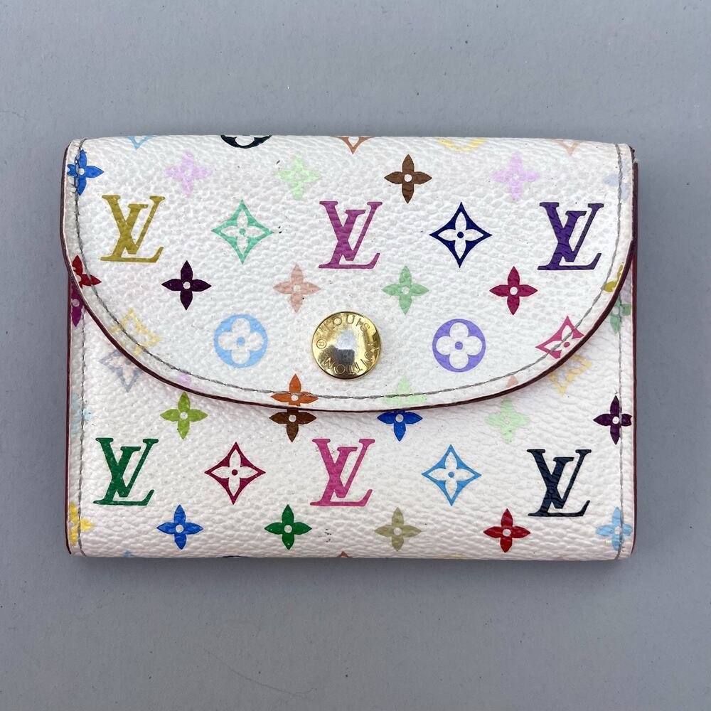 Louis Vuitton Takashi Murakami Snap Card Case Wallet Monogram Multicolor White